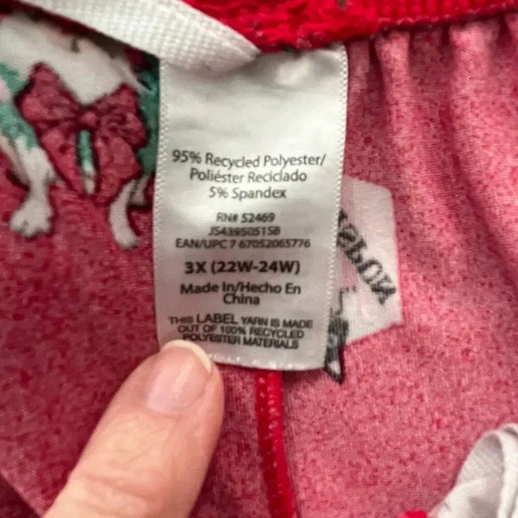 Women 3x Pajama Pant Red Recycled Poly Holiday Cat Dog Cozy Lounge Comfort Soft - Picture 6 of 10